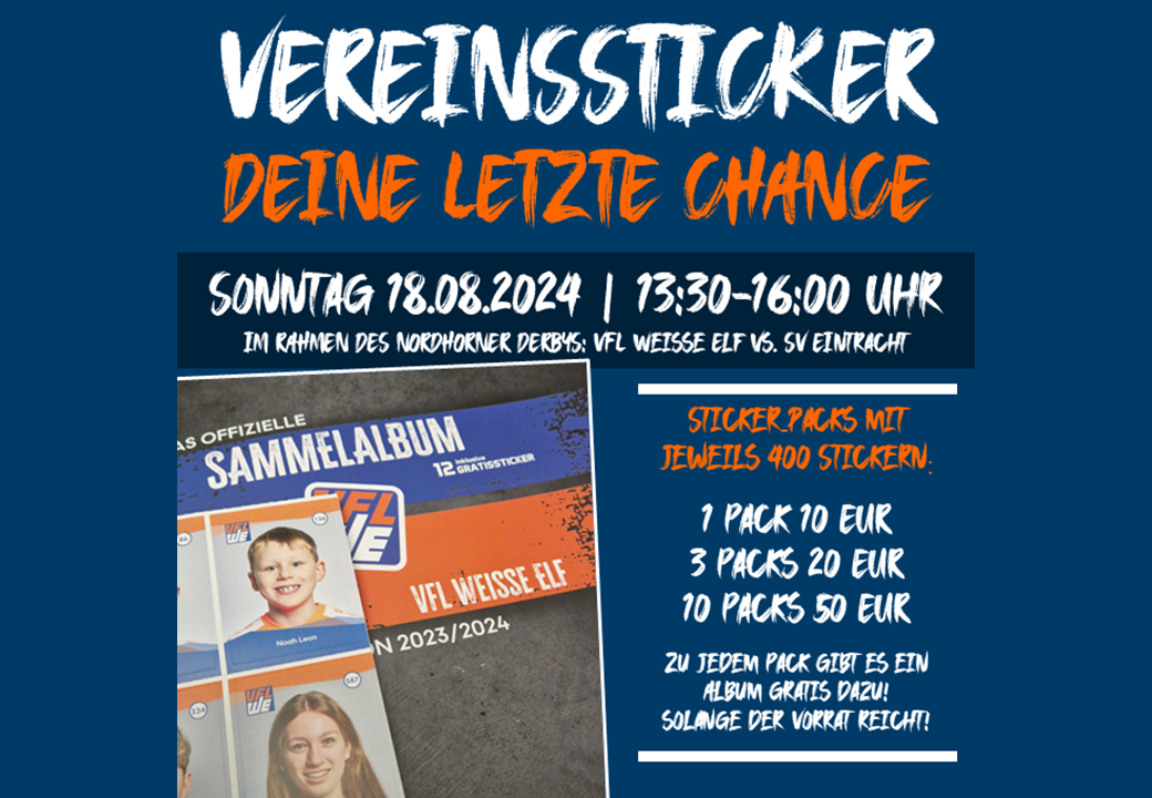 Große Abschlussverkaufsaktion Vereinssticker am 18.08.