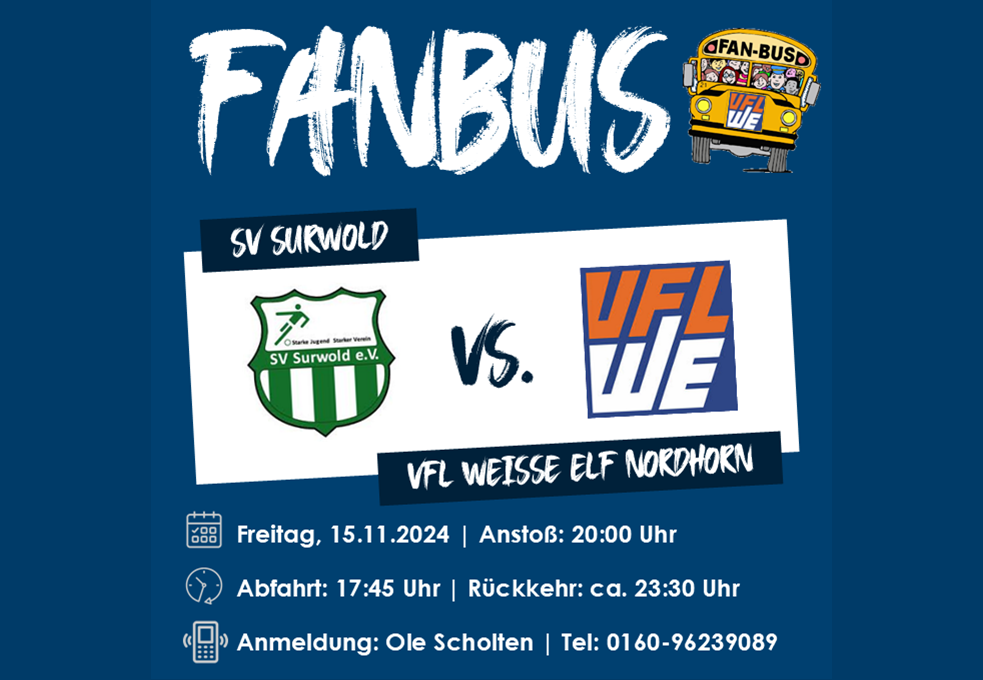 Kostenloser Fanbus zum Auswärtsspiel der Ersten in Surwold (15.11.)