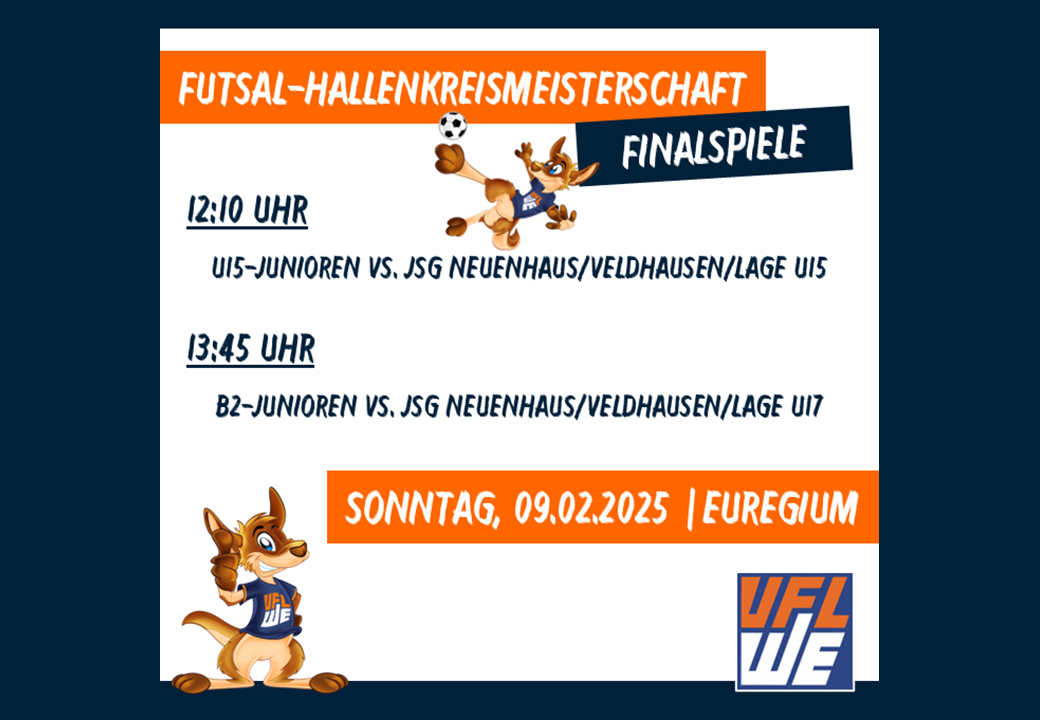 B2- und U15-Junioren im Futsal-HKM-Finale am 09.02. im Euregium